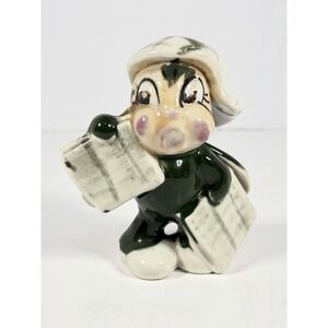 Vintage Occupied Japan Ceramic Newspaper BugBoy Figurine 1940s 1950s
